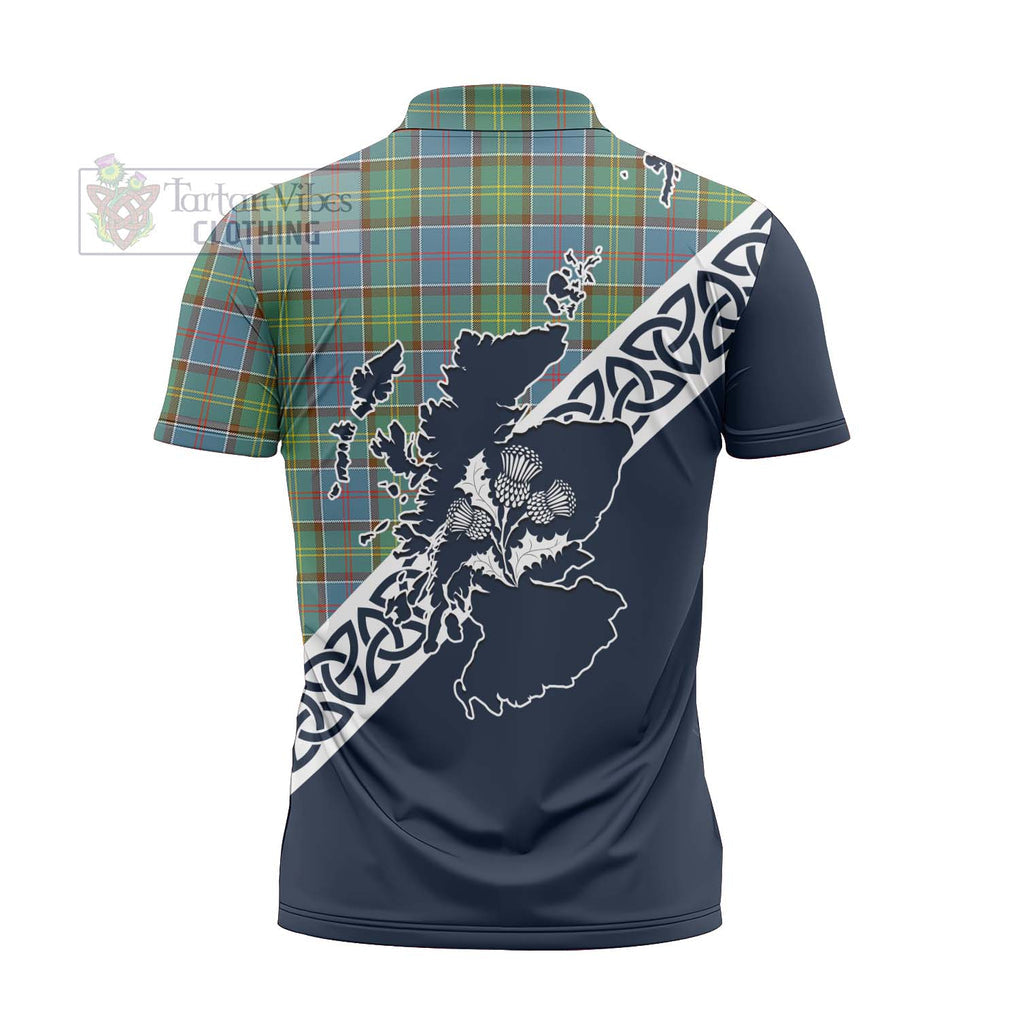 Whitelaw Tartan Zipper Polo Shirt Featuring Thistle and Scotland Map - Tartanvibesclothing Store