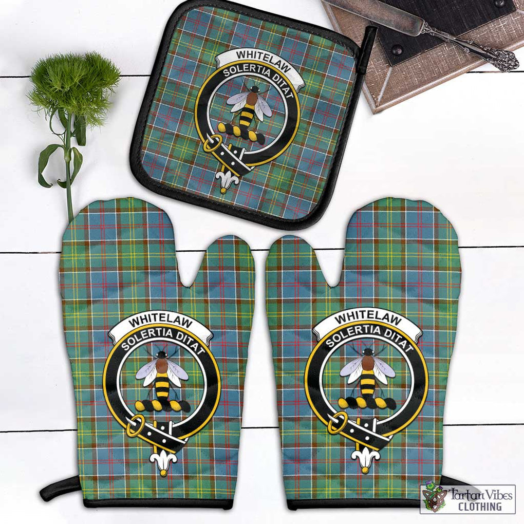 Whitelaw Tartan Combo Oven Mitt & Pot-Holder with Family Crest Black - Tartan Vibes Clothing