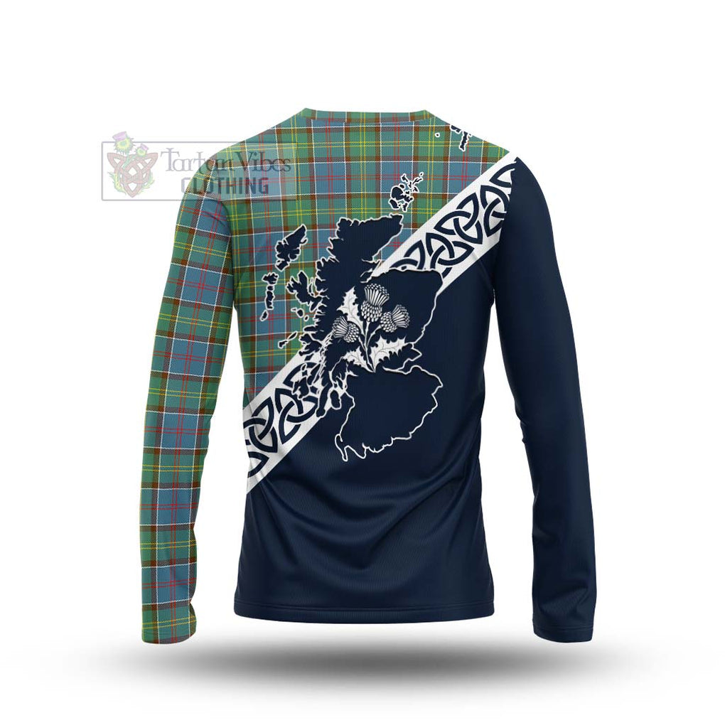 Whitelaw Tartan Long Sleeve T-Shirt Featuring Thistle and Scotland Map - Tartan Vibes Clothing