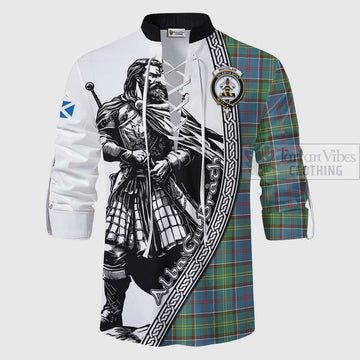 Whitelaw Tartan Clan Crest Ghillie Kilt Shirt with Highlander Warrior Celtic Style - Tartan Vibes Clothing