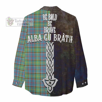 Whitelaw Tartan Family Crest Women's Casual Shirt Alba Gu Brath Be Brave Lion Ancient Style