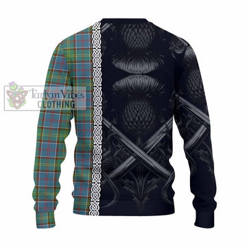 Whitelaw Tartan Knitted Sweater with Family Crest Cross Sword Thistle Celtic Vibes - Tartan Vibes Clothing