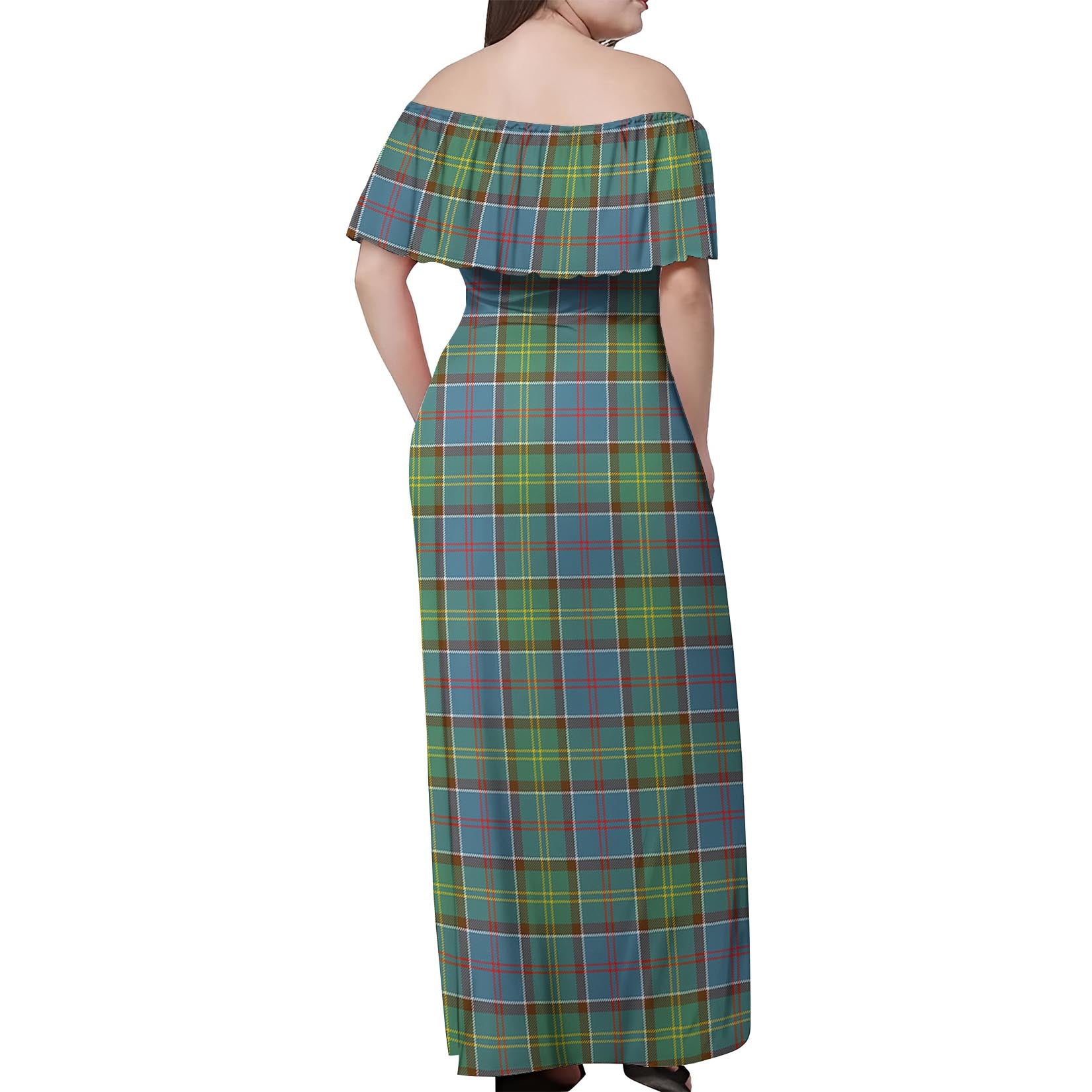 Whitelaw Tartan Off Shoulder Long Dress - Tartan Vibes Clothing