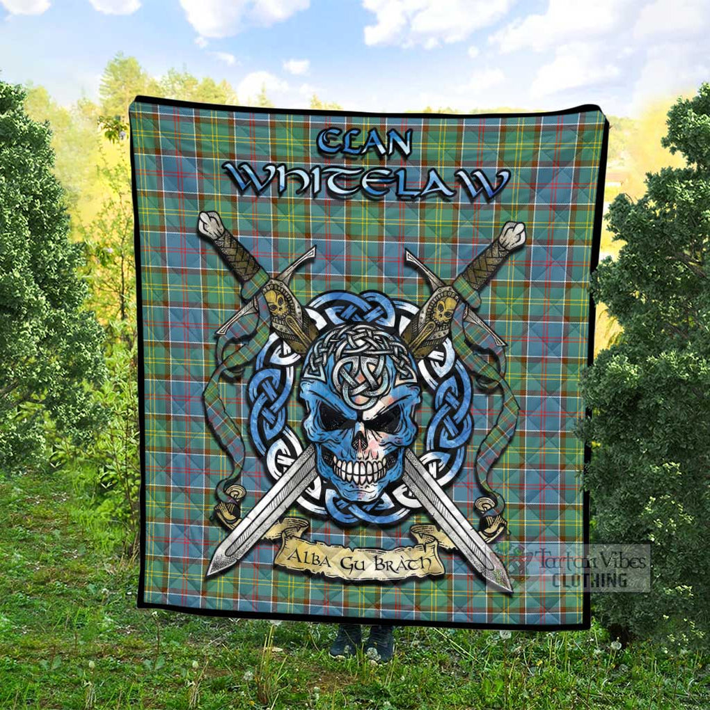 Whitelaw Tartan Quilt with Celtic Skull Alba Gu Brath Style - Tartan Vibes Clothing