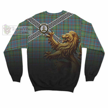 Whitelaw Crest Tartan Sweatshirt with Golden Lion Emblem Celtic Style - Tartan Vibes Clothing