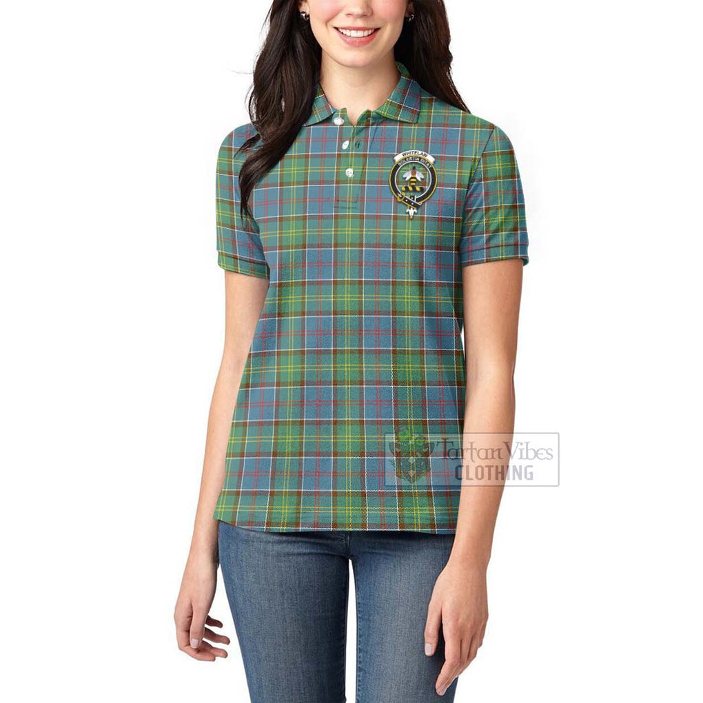 Whitelaw Tartan Women's Polo Shirt with Family Crest Celtic Skull Style - Tartan Vibes Clothing