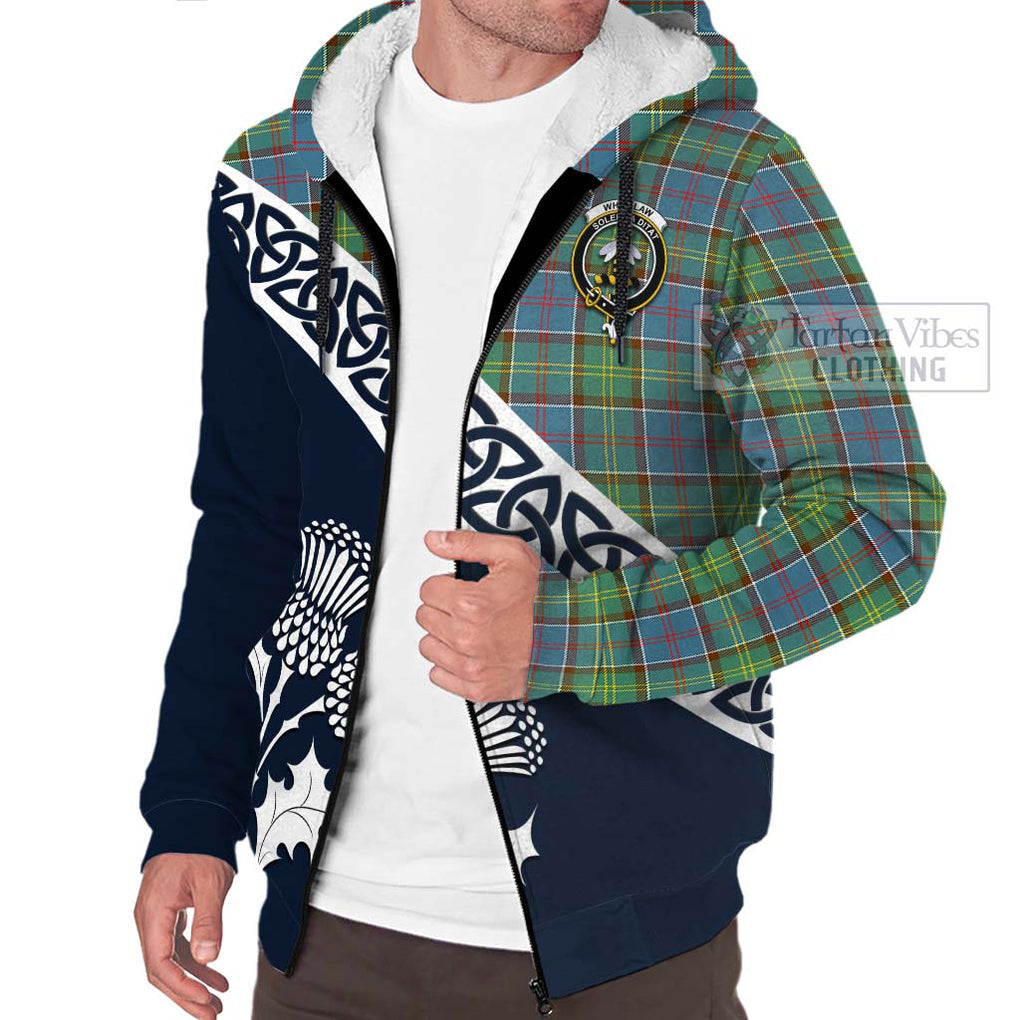 Whitelaw Tartan Sherpa Hoodie Featuring Thistle and Scotland Map - Tartan Vibes Clothing
