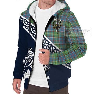 Whitelaw Tartan Sherpa Hoodie Featuring Thistle and Scotland Map - Tartan Vibes Clothing