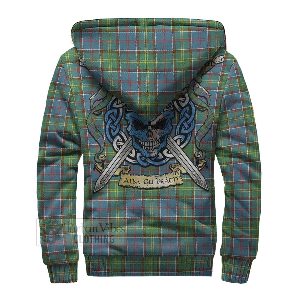 Whitelaw Tartan Sherpa Hoodie with Family Crest Celtic Skull Style - Tartan Vibes Clothing