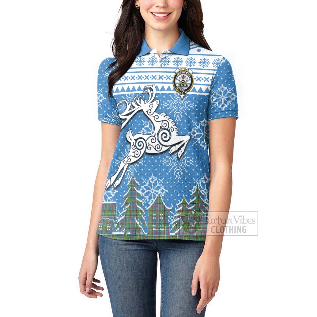 Whitelaw Clan Christmas Women's Polo Shirt Celtic Reindeer Style - Tartan Vibes Clothing