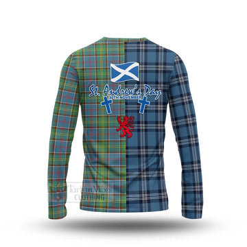Whitelaw Tartan Long Sleeve T-Shirt Happy St. Andrew's Day Half Tartan Style - Tartan Vibes Clothing