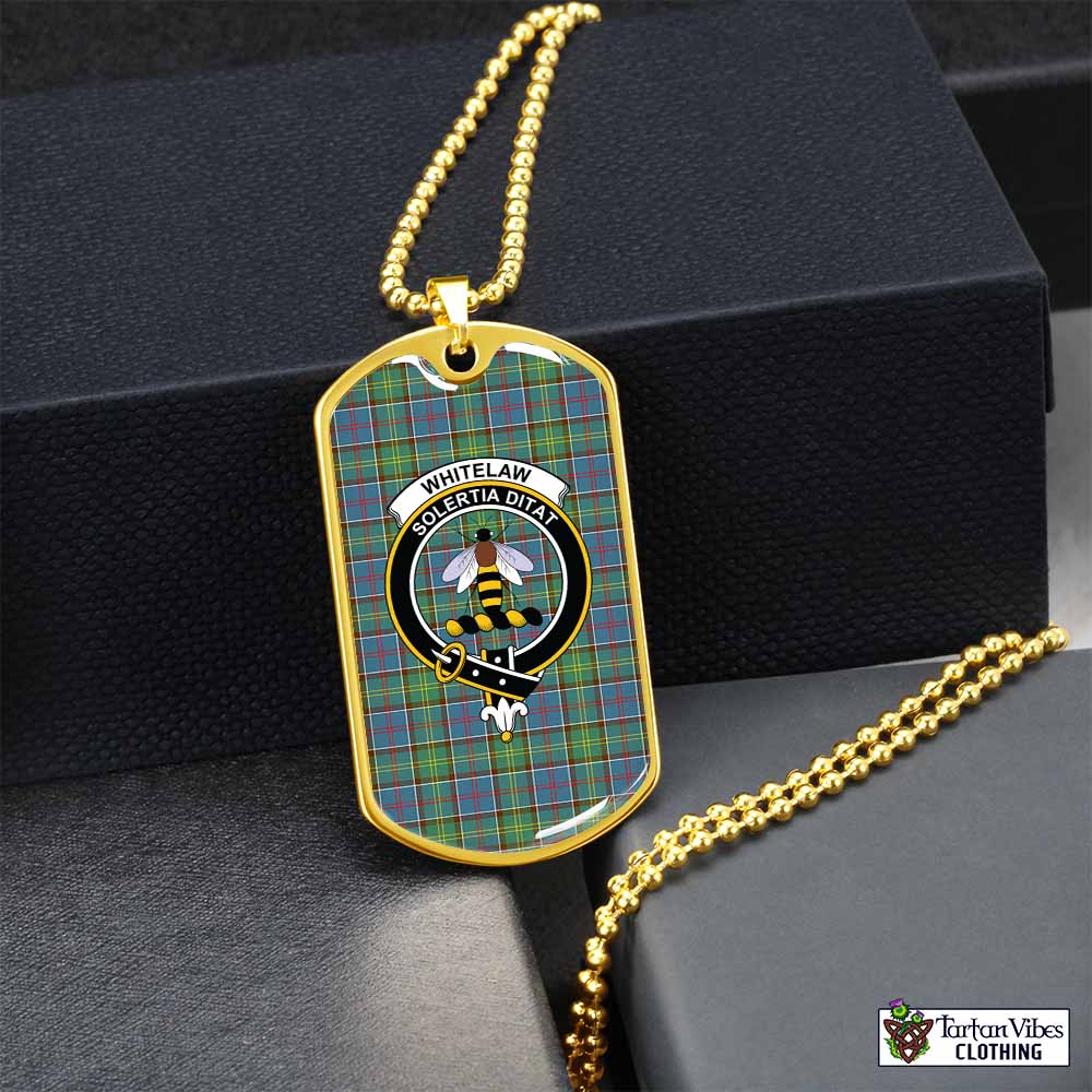 Whitelaw Tartan Dog Tag Necklace with Family Crest Gold No - Tartan Vibes Clothing