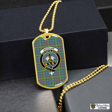Tartan Vibes Clothing Whitelaw Tartan Dog Tag Necklace with Family Crest