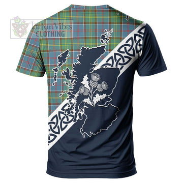Whitelaw Tartan T-Shirt Featuring Thistle and Scotland Map - Tartanvibesclothing Store