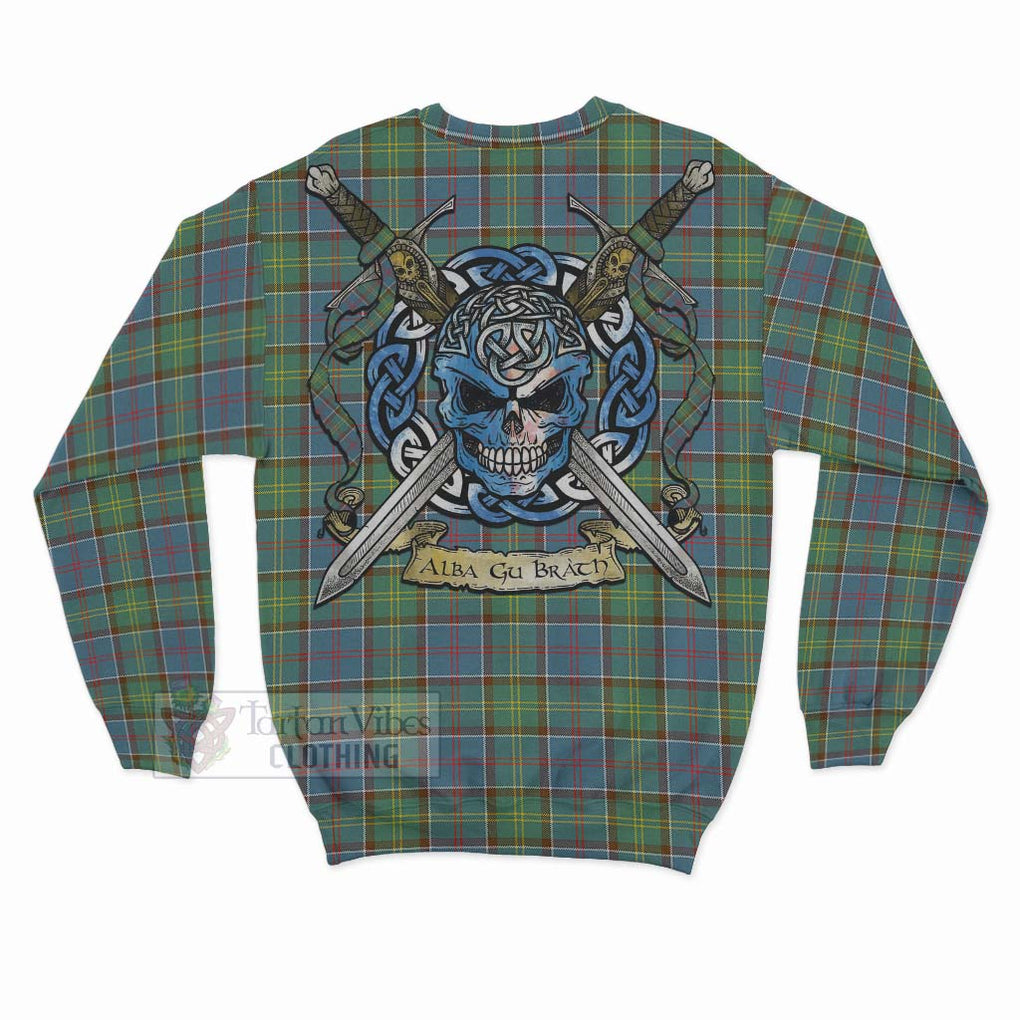 Whitelaw Tartan Sweatshirt with Family Crest Celtic Skull Style - Tartan Vibes Clothing
