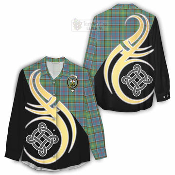 Whitelaw Tartan Women's Casual Shirt with Family Crest and Celtic Symbol Style - Tartan Vibes Clothing