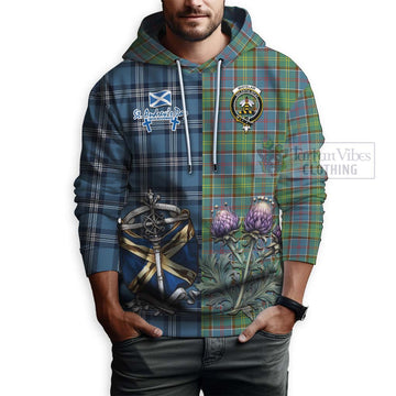 Whitelaw Tartan Hoodie Happy St. Andrew's Day Half Tartan Style - Tartan Vibes Clothing