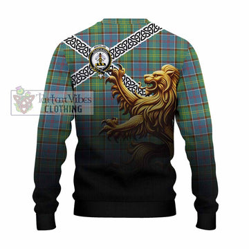 Whitelaw Crest Tartan Knitted Sweater with Golden Lion Emblem Celtic Style - Tartan Vibes Clothing