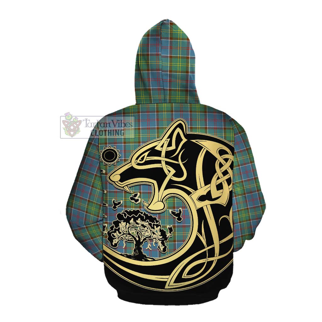 Whitelaw Tartan Cotton Hoodie with Family Crest Celtic Wolf Style Pullover Hoodie - Tartan Vibes Clothing