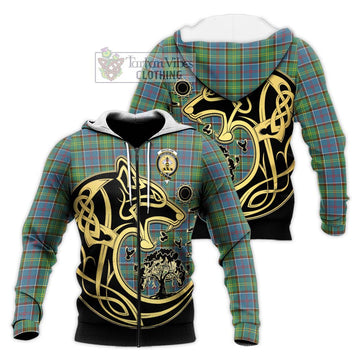 Whitelaw Tartan Knitted Hoodie with Family Crest Celtic Wolf Style Unisex Knitted Zip Hoodie - Tartan Vibes Clothing