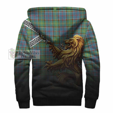 Whitelaw Crest Tartan Sherpa Hoodie with Golden Lion Emblem Celtic Style - Tartan Vibes Clothing