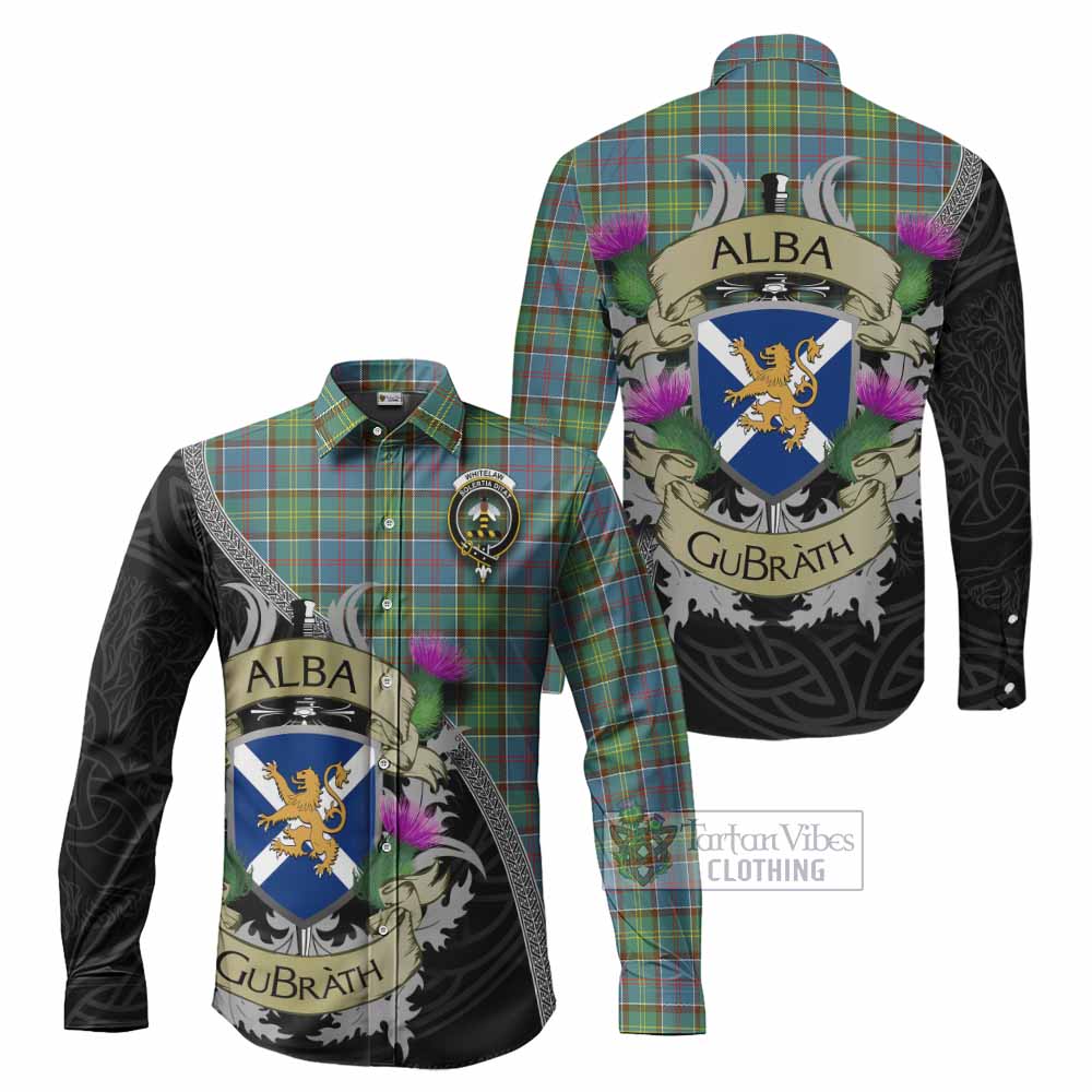 Whitelaw Tartan Family Crest Long Sleeve Button Shirt Lion Rampant Royal Thistle Shield Celtic Inspired - Tartan Vibes Clothing
