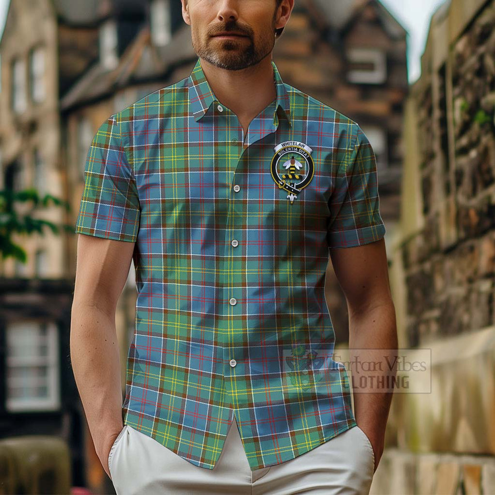Whitelaw Tartan Hawaiian Shirt with Family Crest Celtic Skull Style - Tartan Vibes Clothing