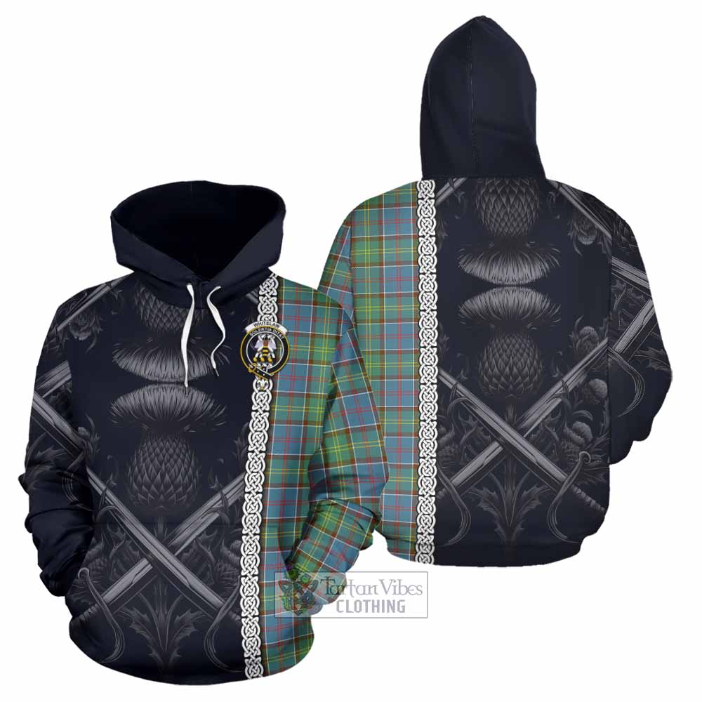 Whitelaw Tartan Hoodie with Family Crest Cross Sword Thistle Celtic Vibes - Tartan Vibes Clothing