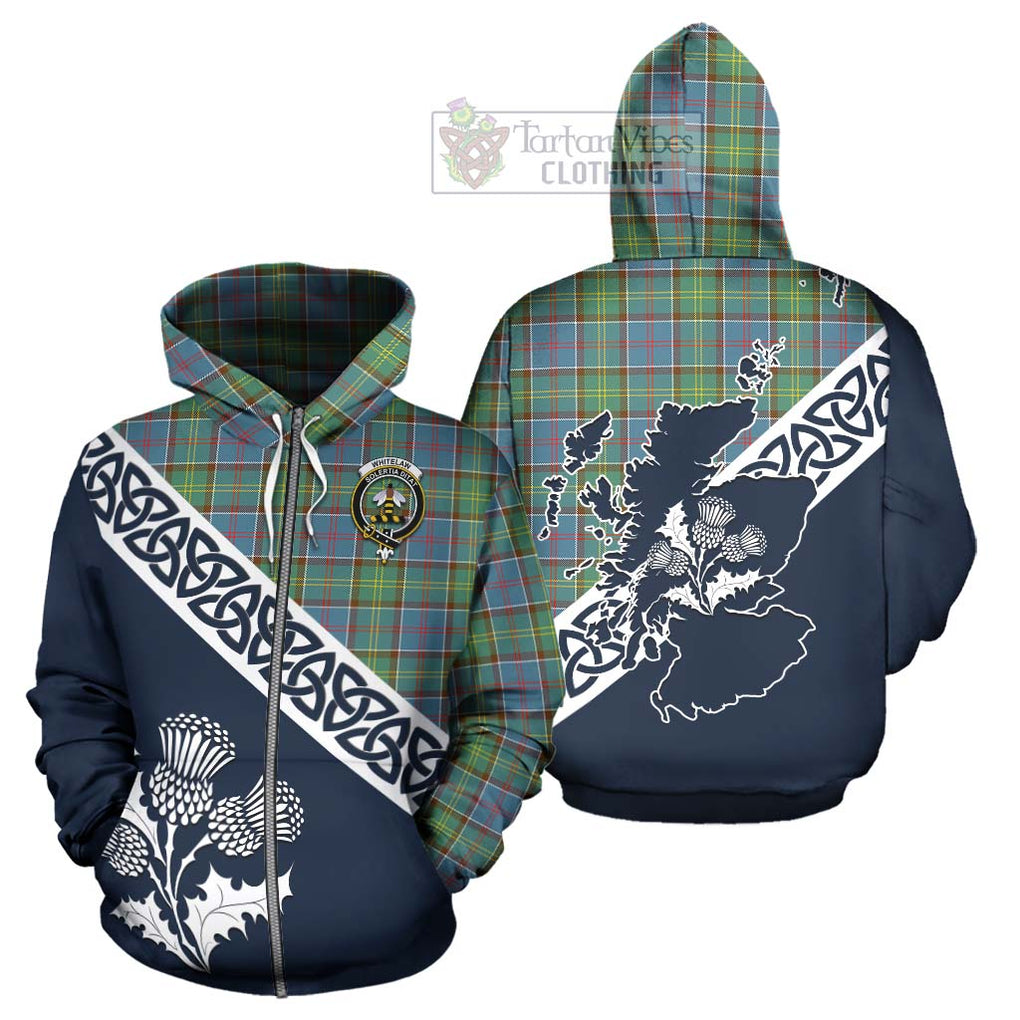 Whitelaw Tartan Hoodie Featuring Thistle and Scotland Map - Tartan Vibes Clothing
