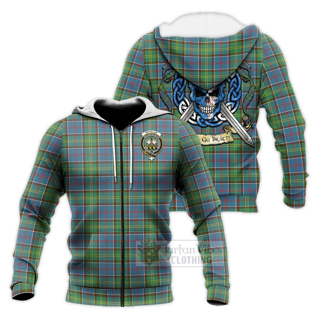 Whitelaw Tartan Knitted Hoodie with Family Crest Celtic Skull Style Unisex Knitted Zip Hoodie - Tartan Vibes Clothing