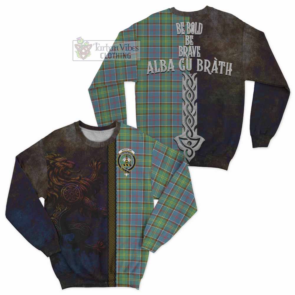 Whitelaw Tartan Family Crest Sweatshirt Alba Gu Brath Be Brave Lion Ancient Style - Tartan Vibes Clothing