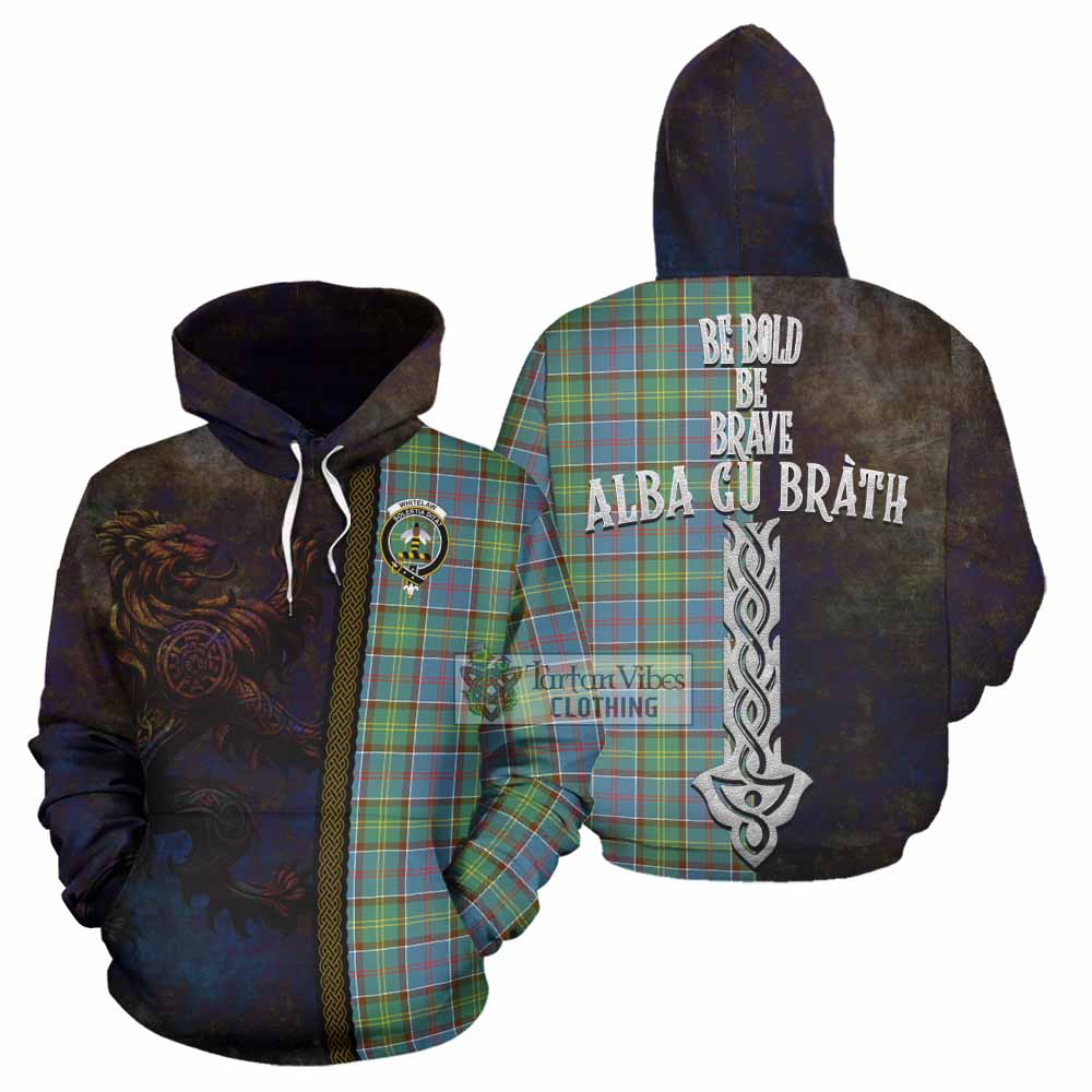Tartan Vibes Clothing Whitelaw Tartan Family Crest Hoodie Alba Gu Brath Be Brave Lion Ancient Style
