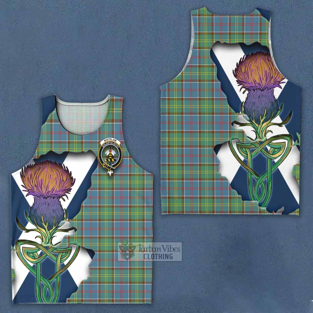 Tartan Vibes Clothing Whitelaw Tartan Family Crest Men's Tank Top Scottish Thistle Celtic Inspired