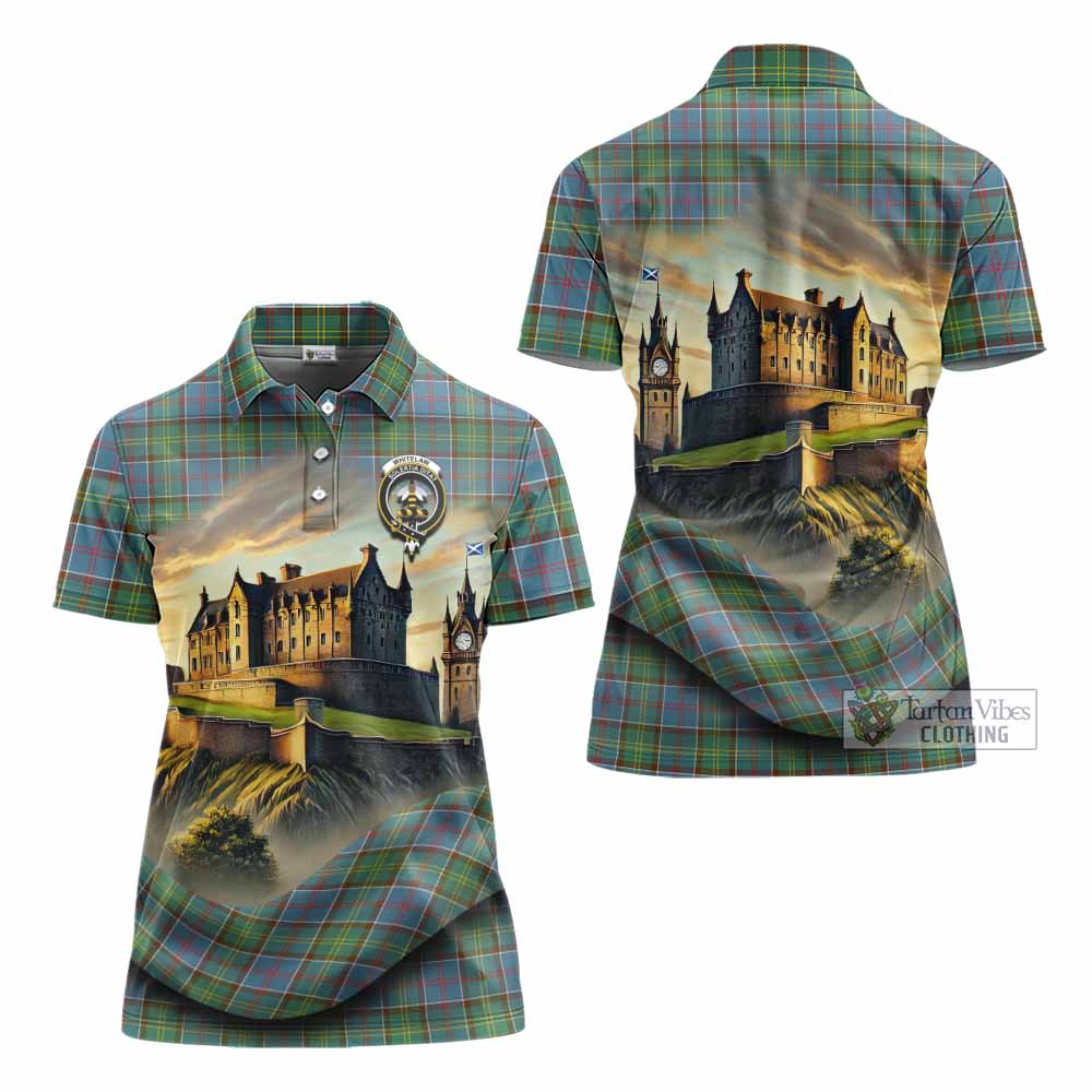 Whitelaw Tartan Family Crest Women's Polo Shirt with Scottish Ancient Castle Style - Tartan Vibes Clothing