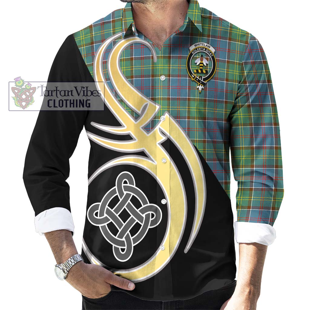 Whitelaw Tartan Long Sleeve Button Shirt with Family Crest and Celtic Symbol Style - Tartan Vibes Clothing