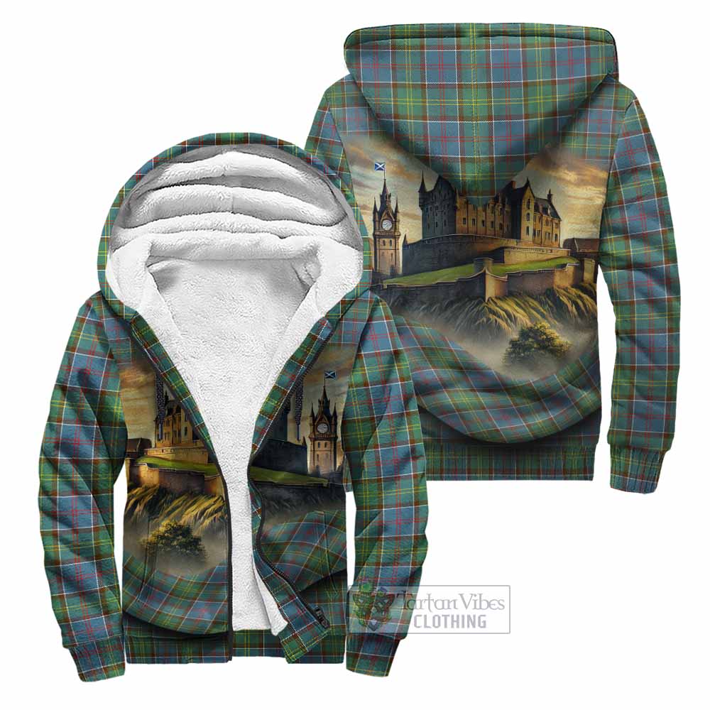 Whitelaw Tartan Family Crest Sherpa Hoodie with Scottish Ancient Castle Style Unisex - Tartan Vibes Clothing