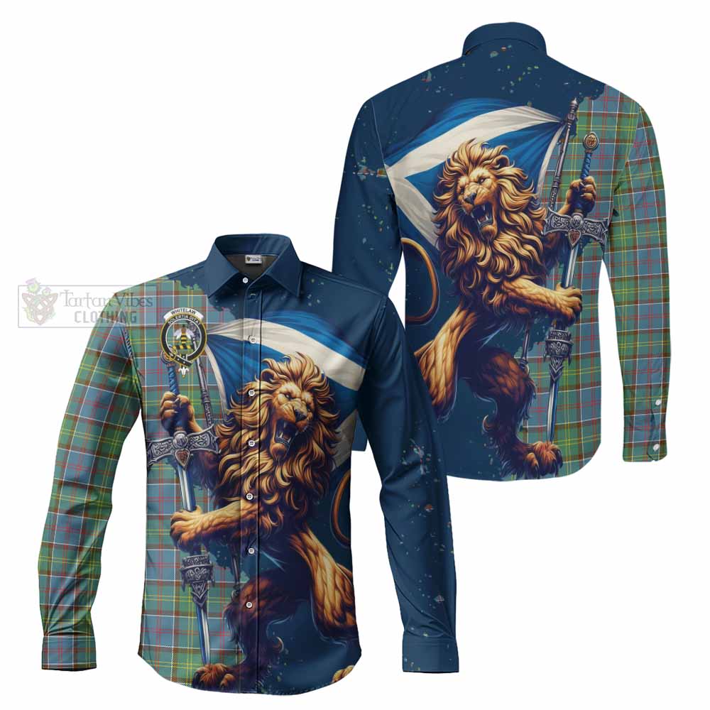Whitelaw Tartan Family Crest Long Sleeve Button Shirt with Scottish Majestic Lion - Tartan Vibes Clothing