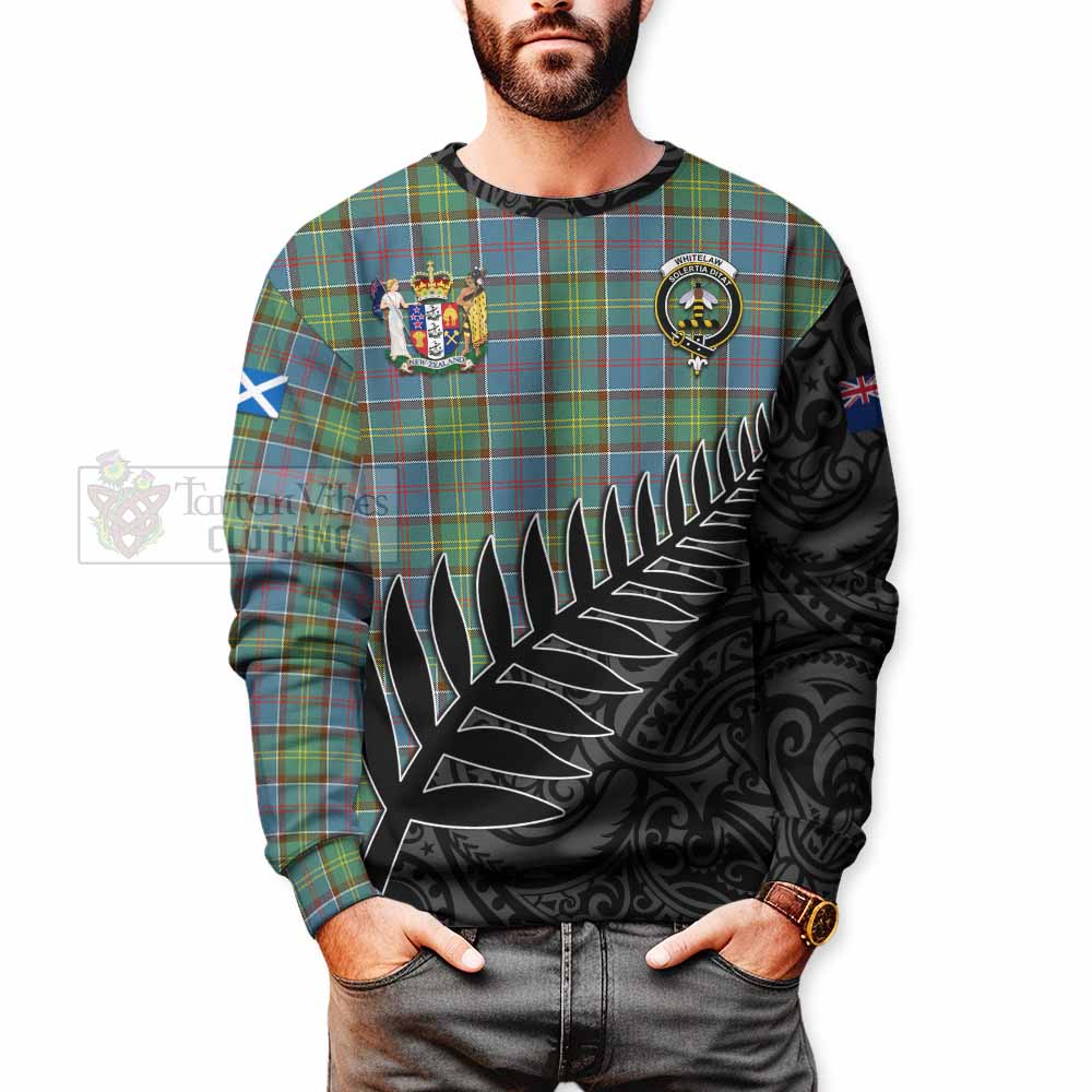 Whitelaw Crest Tartan Sweatshirt with New Zealand Silver Fern Half Style - Tartan Vibes Clothing