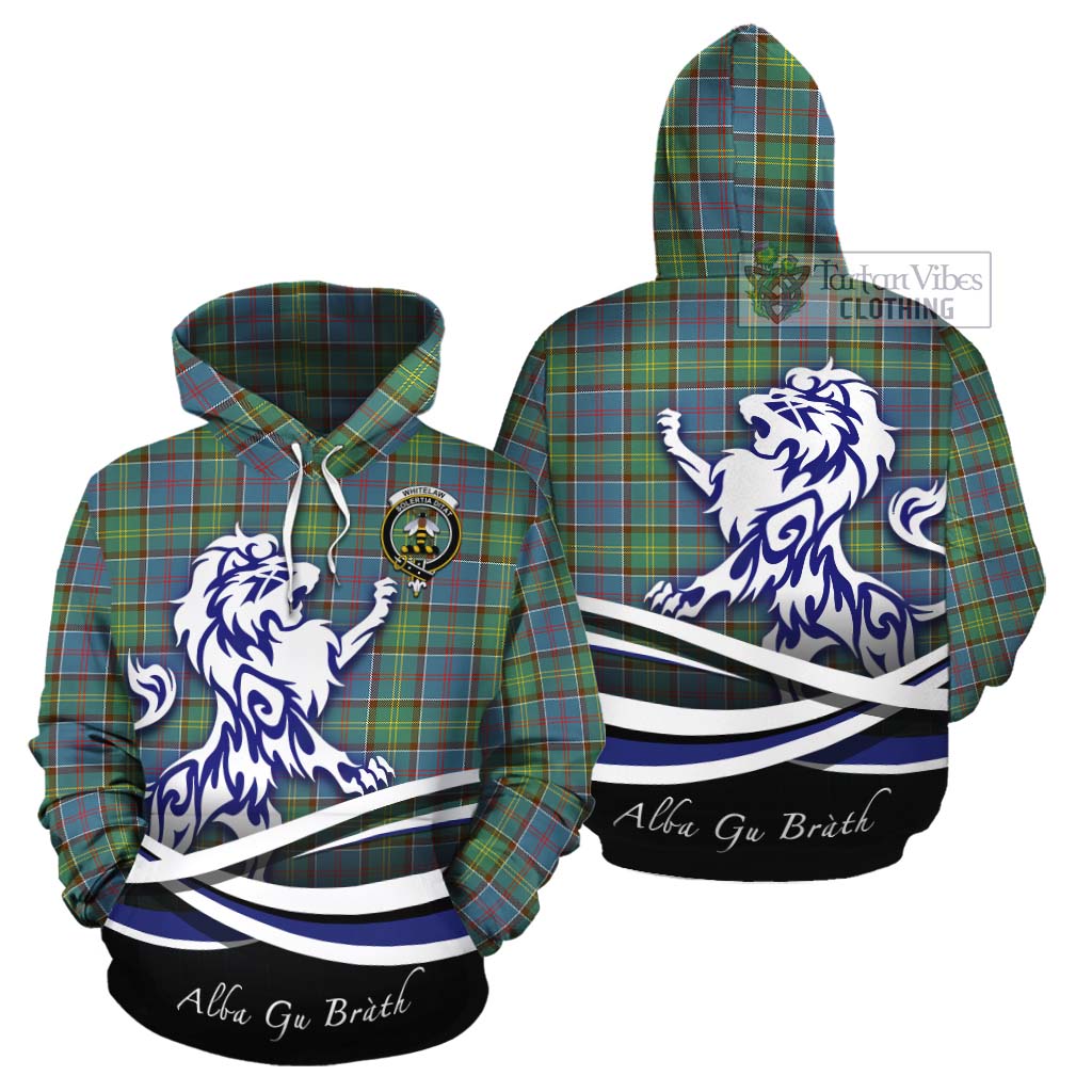 Whitelaw Tartan Cotton Hoodie with Alba Gu Brath Regal Lion Emblem Zip Hoodie - Tartan Vibes Clothing