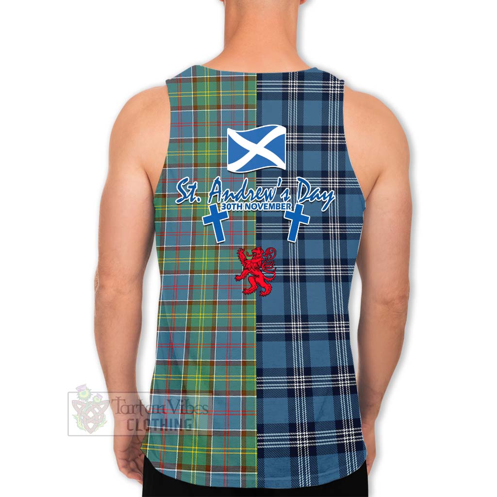 Whitelaw Tartan Men's Tank Top Happy St. Andrew's Day Half Tartan Style - Tartan Vibes Clothing