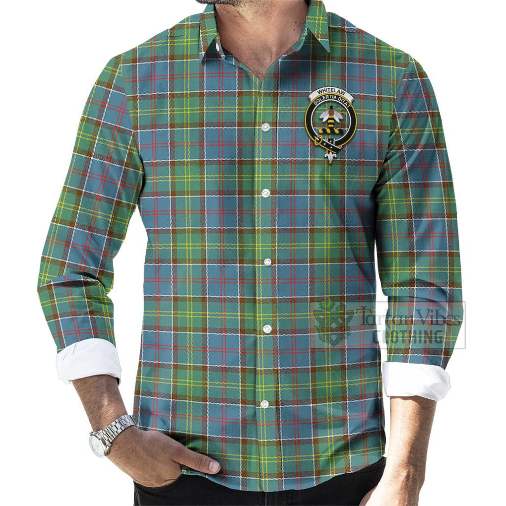 Whitelaw Tartan Long Sleeve Button Shirt with Family Crest Celtic Skull Style - Tartan Vibes Clothing