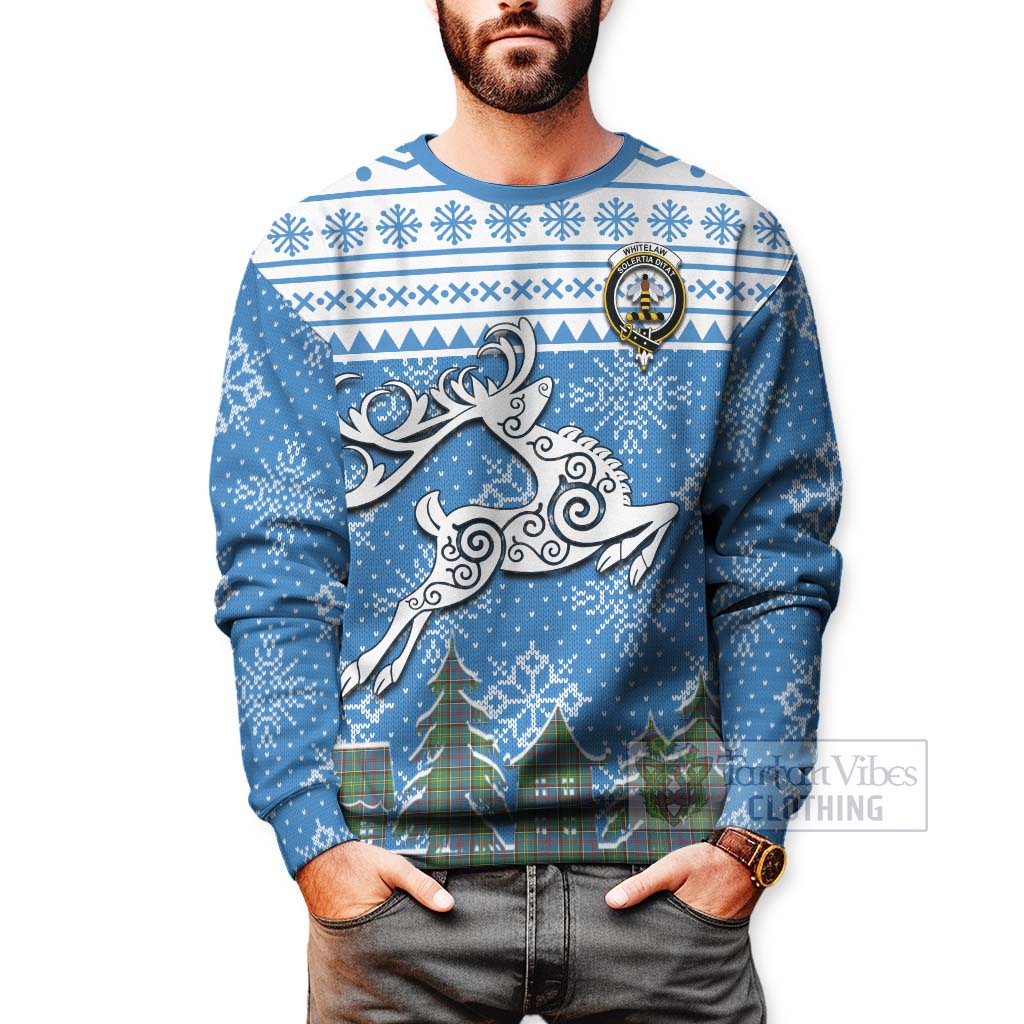 Whitelaw Clan Christmas Sweatshirt Celtic Reindeer Style - Tartan Vibes Clothing