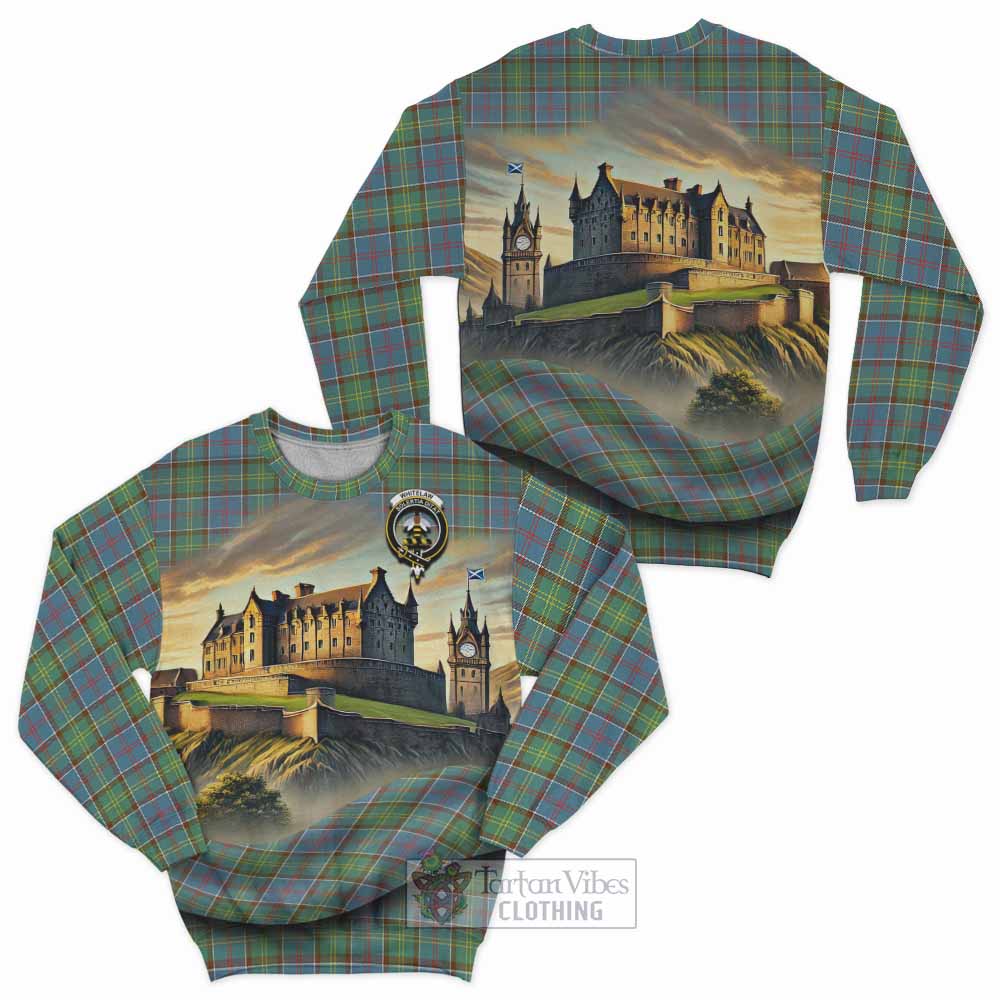 Whitelaw Tartan Family Crest Sweatshirt with Scottish Ancient Castle Style - Tartan Vibes Clothing