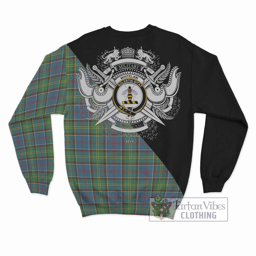 Whitelaw Tartan Sweatshirt with Family Crest and Military Logo Style - Tartan Vibes Clothing