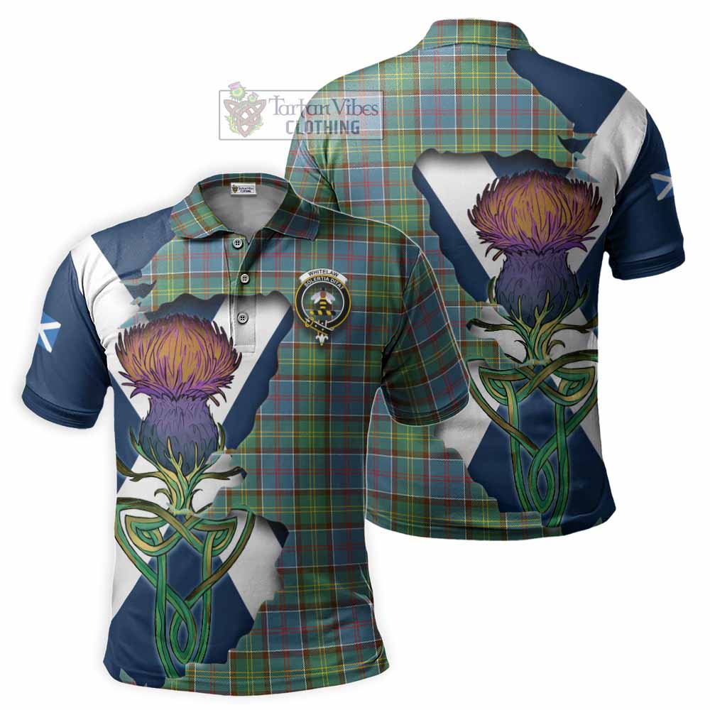 Tartan Vibes Clothing Whitelaw Tartan Family Crest Polo Shirt Scottish Thistle Celtic Inspired