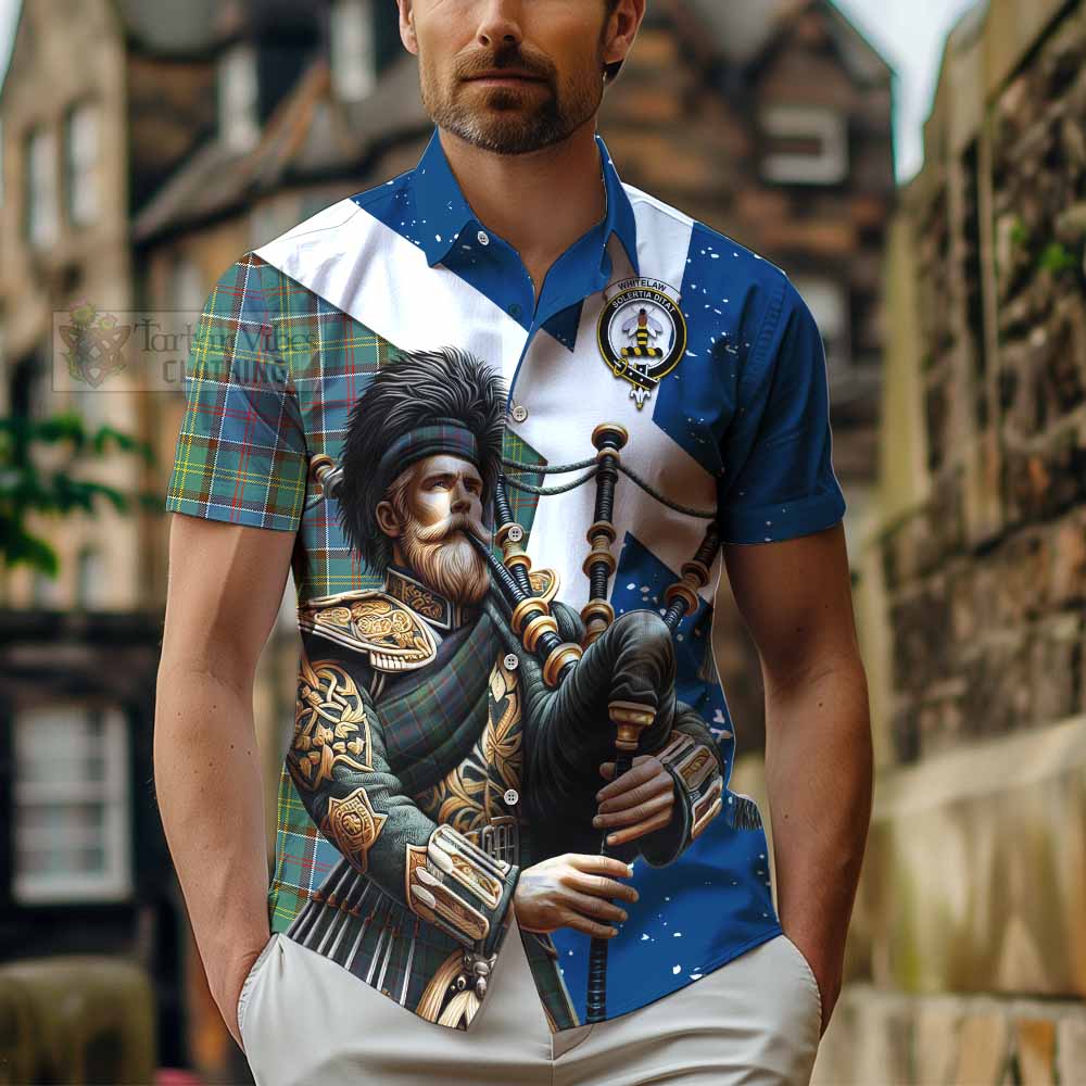 Whitelaw Tartan Hawaiian Shirt with Family Crest Scottish Bagpiper Vibes - Tartan Vibes Clothing