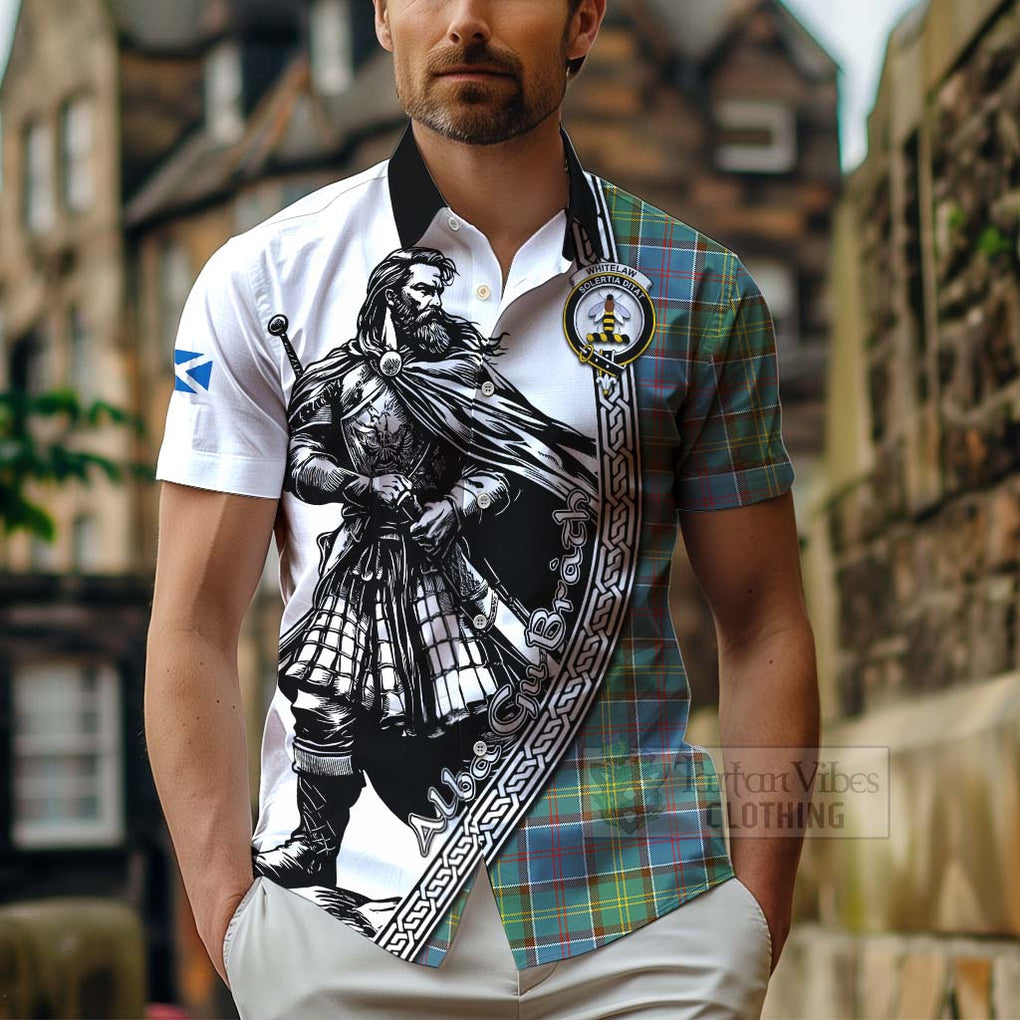 Whitelaw Tartan Clan Crest Hawaiian Shirt with Highlander Warrior Celtic Style - Tartan Vibes Clothing