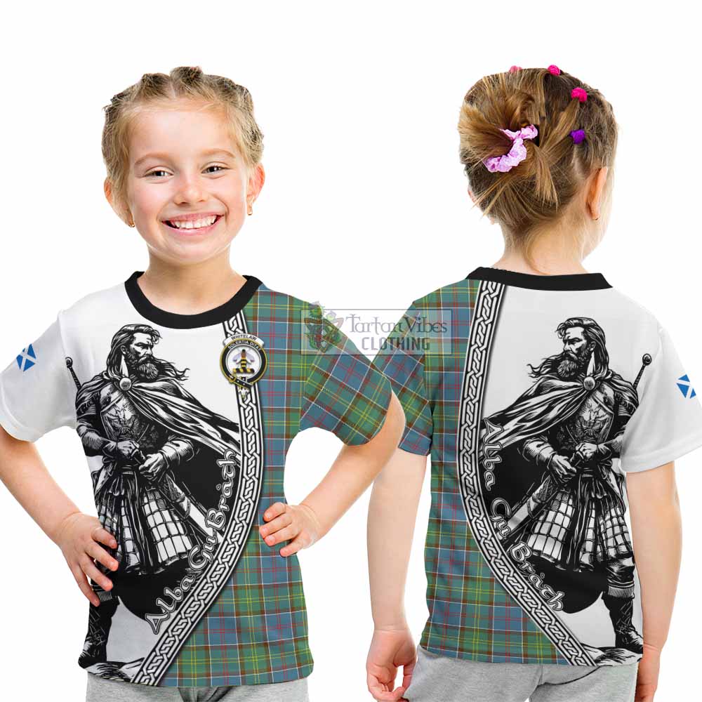 Whitelaw Tartan Clan Crest Kid T-Shirt with Highlander Warrior Celtic Style - Tartan Vibes Clothing