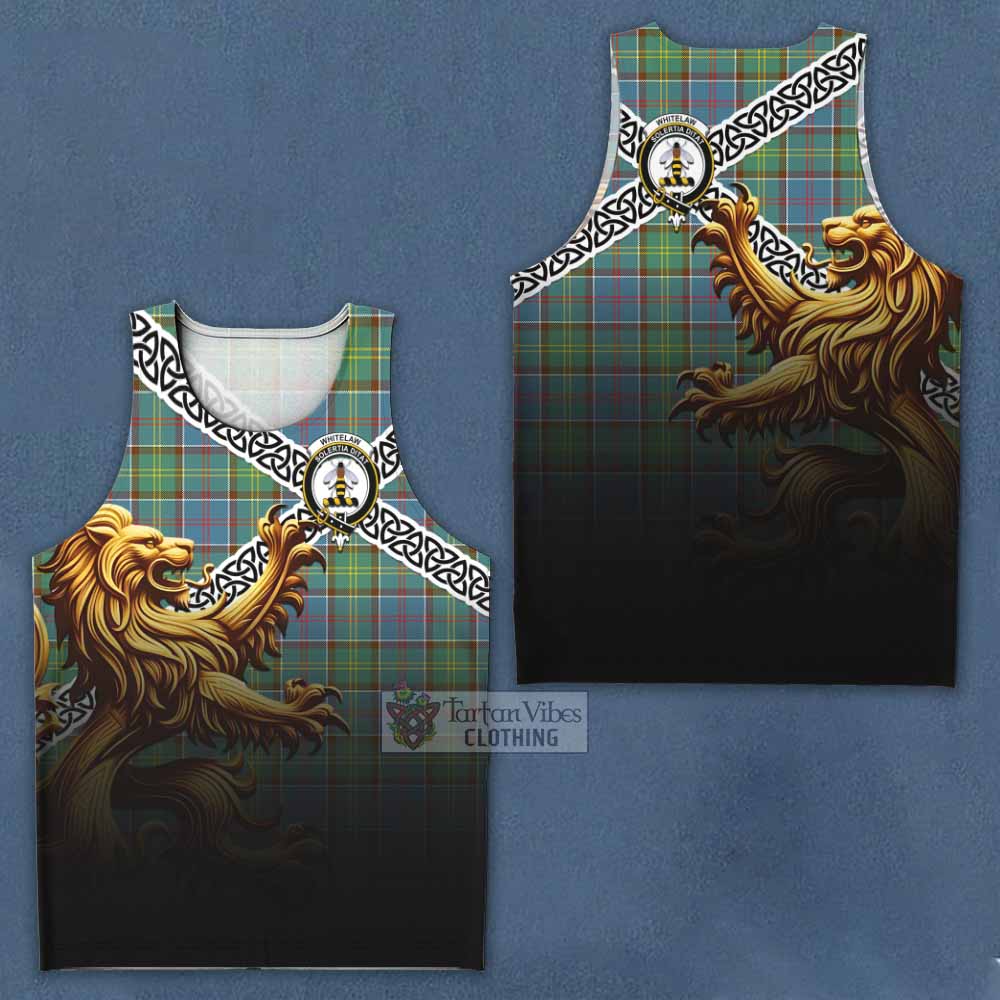 Whitelaw Crest Tartan Men's Tank Top with Golden Lion Emblem Celtic Style - Tartan Vibes Clothing