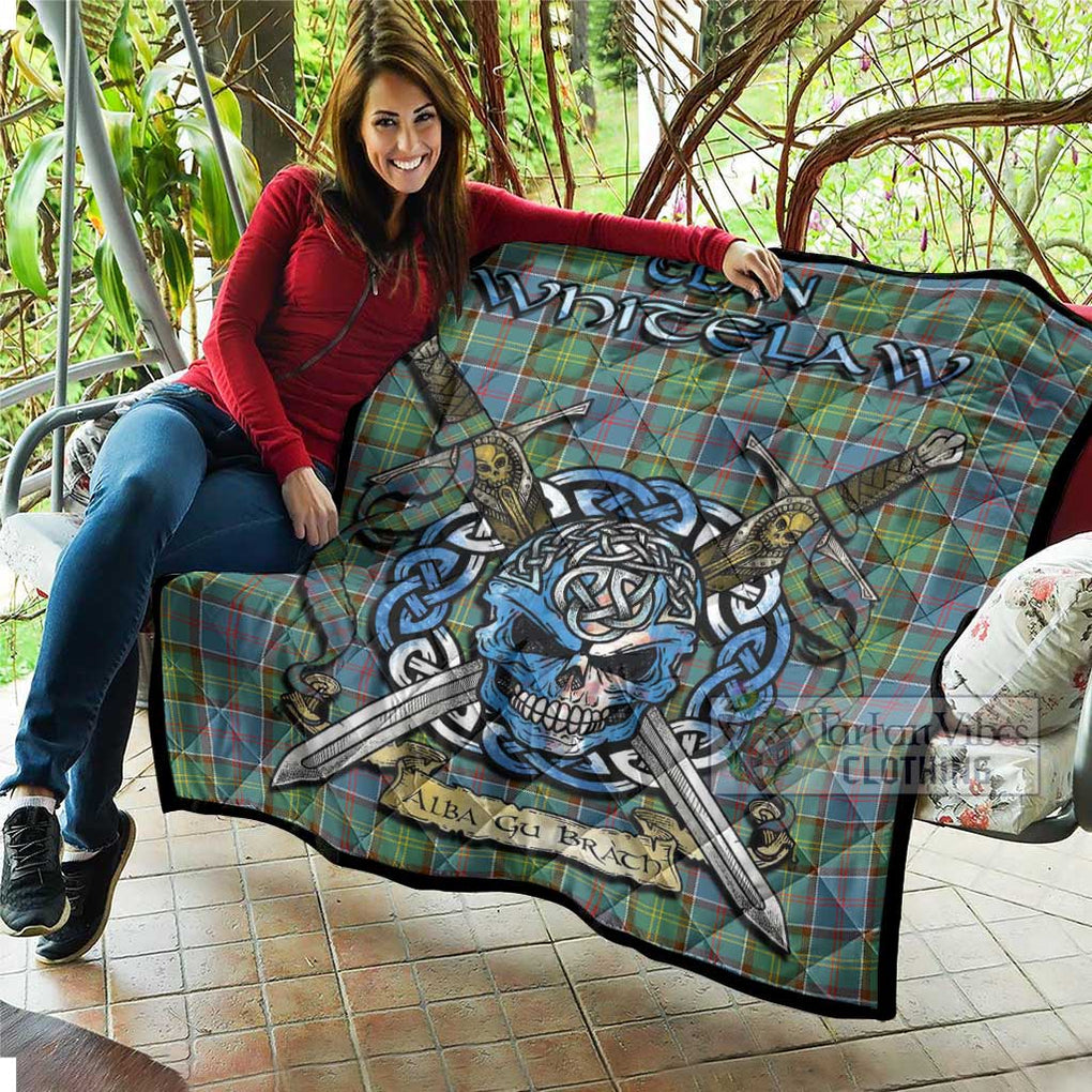 Whitelaw Tartan Quilt with Celtic Skull Alba Gu Brath Style - Tartan Vibes Clothing